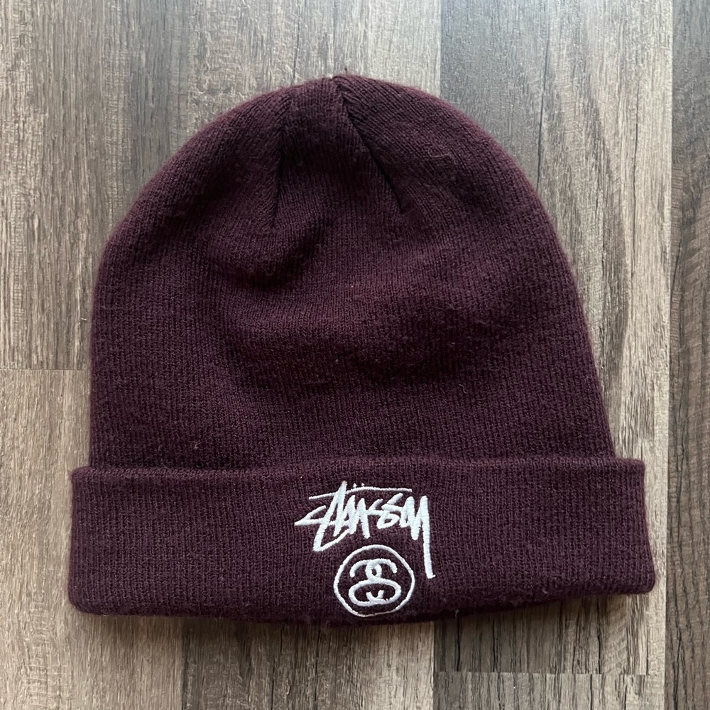 Vtg stussy beanie maroon men’s